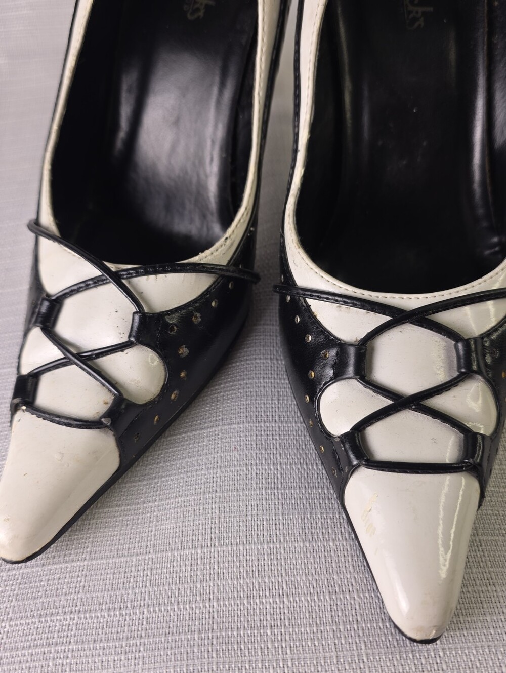 Vintage Frederick's Of Hollywood Black and White Pointed Toe Women's Heels 8.5 M - Picture 6 of 12